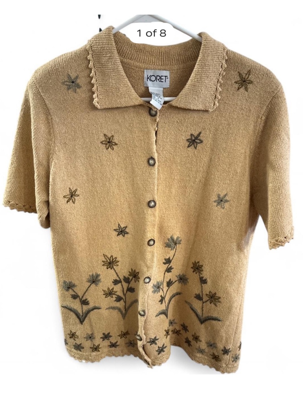 Vintage Koret Floral Embroidered Sweater Cardigan Cottagecore Grandmacore Small